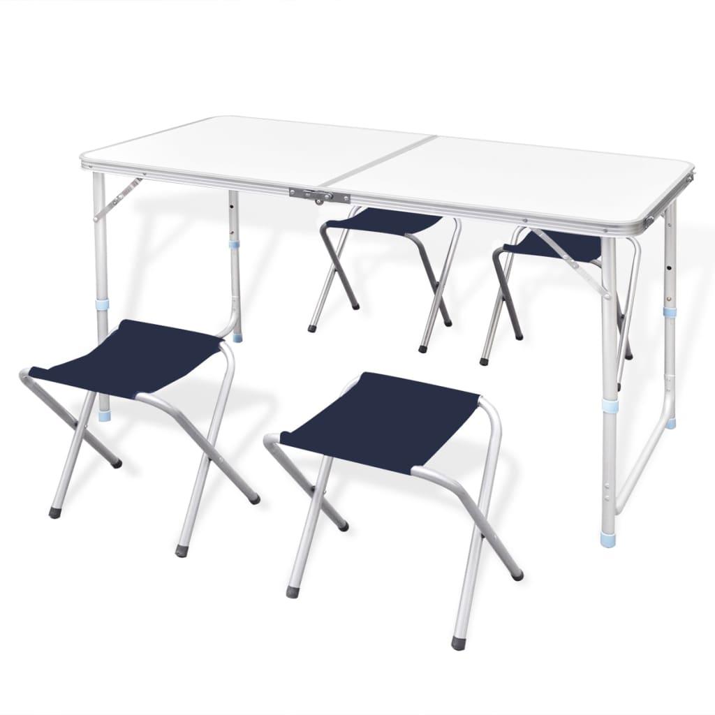 Campingbord Og Klapstole Højdejustérbart 120 60 Cm