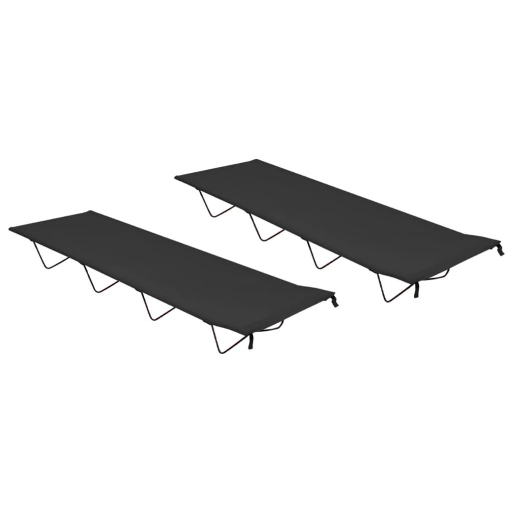 Campingsenge Stk 180x60x19 Cm Oxfordstof Og Stål Sort