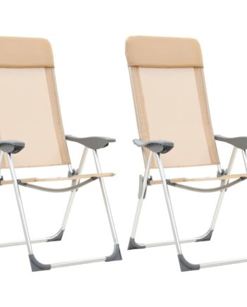 Foldbare Campingstole   Stk  Aluminium Cremefarvet