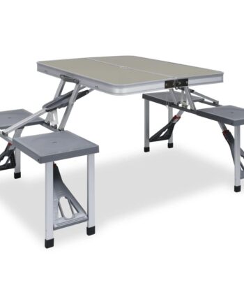 Foldbart Campingbord Med   Siddepladser Stål Aluminium