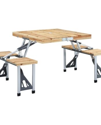 Foldbart Campingbord Med   Siddepladser Stål Aluminium