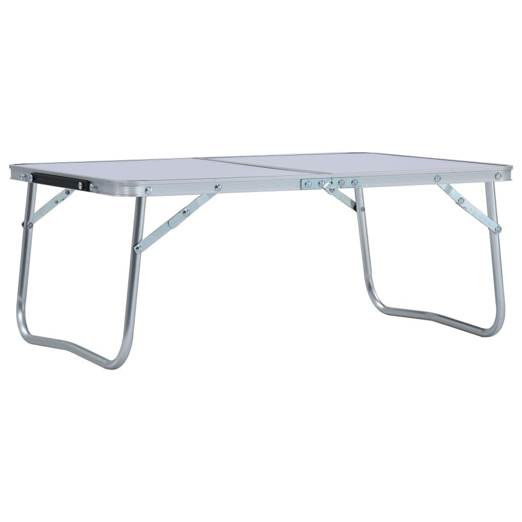 Foldbart Campingbord 60 40 Cm Aluminium Hvid