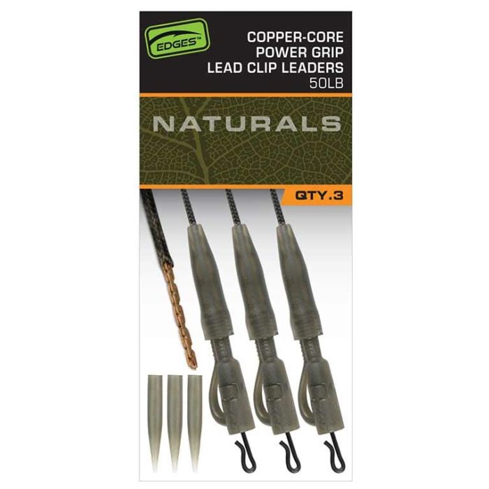 Fox Edges Naturals Copper-core Power Grip Lead Clip Leaders X3