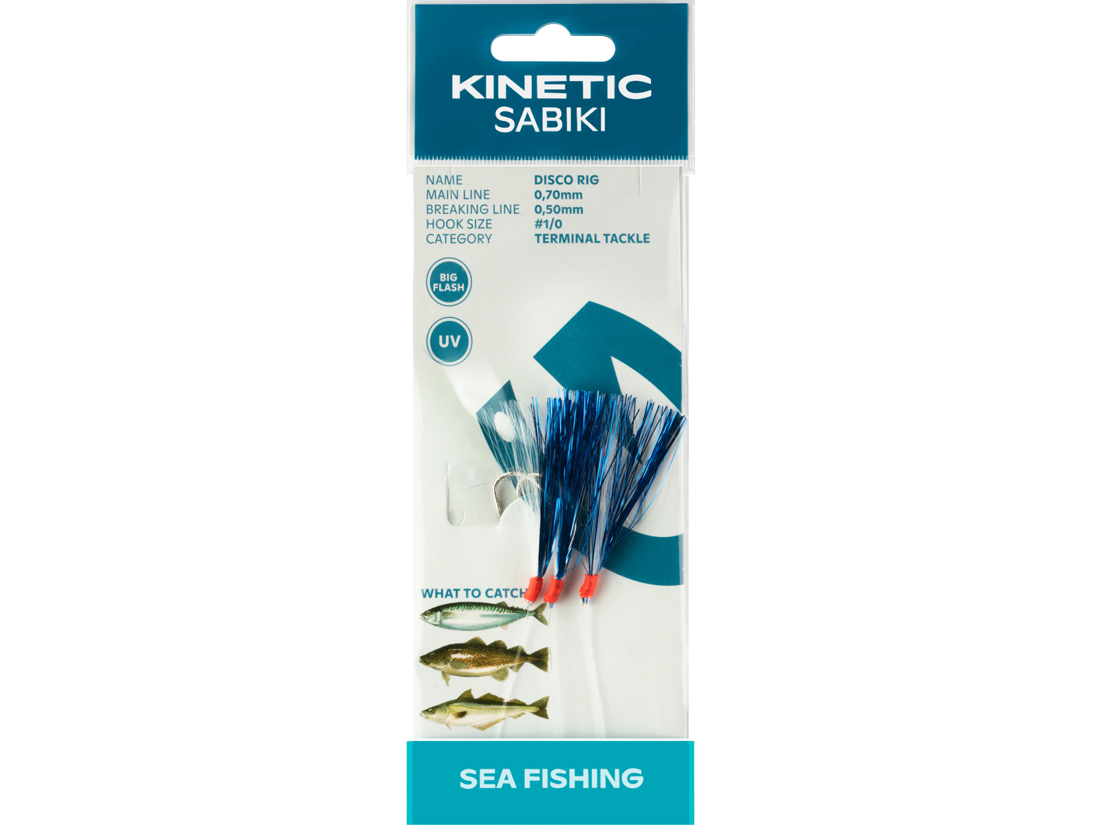 Kinetic Sabiki Disco Torsk Makrel Forfang      Blue White Flash