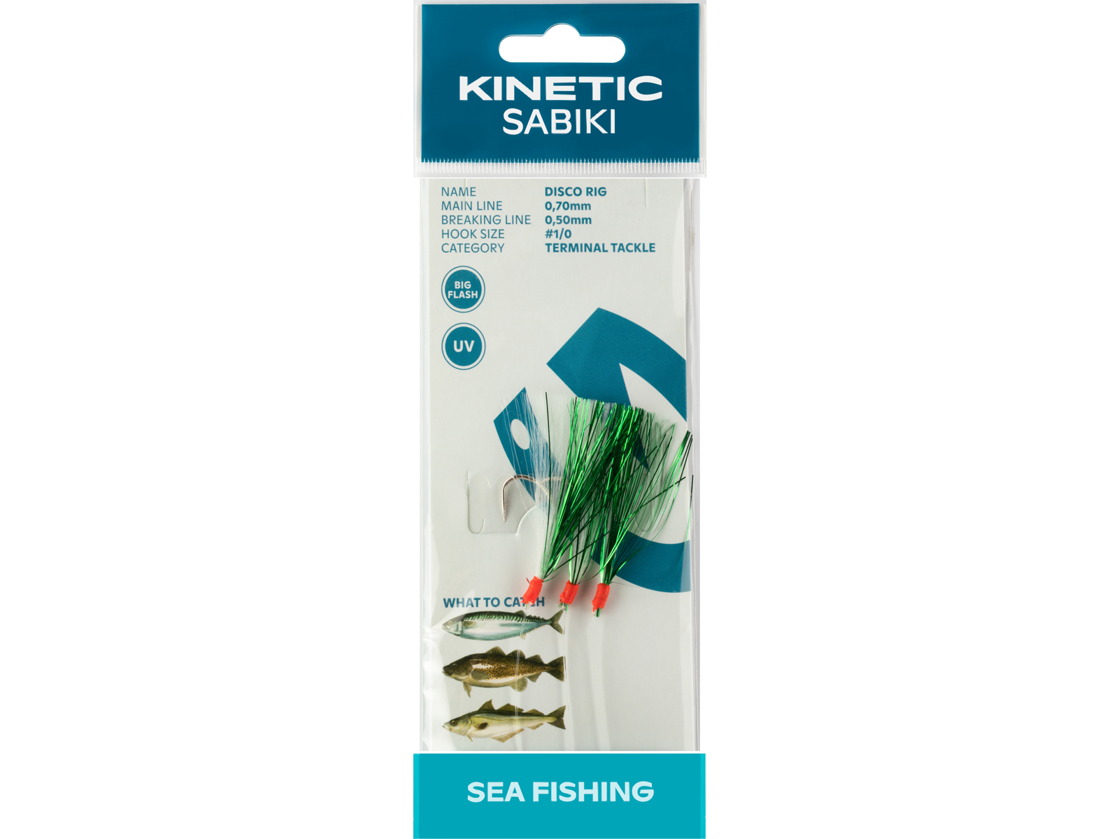 Kinetic Sabiki Disco Torsk Makrel Forfang      Green White Flash