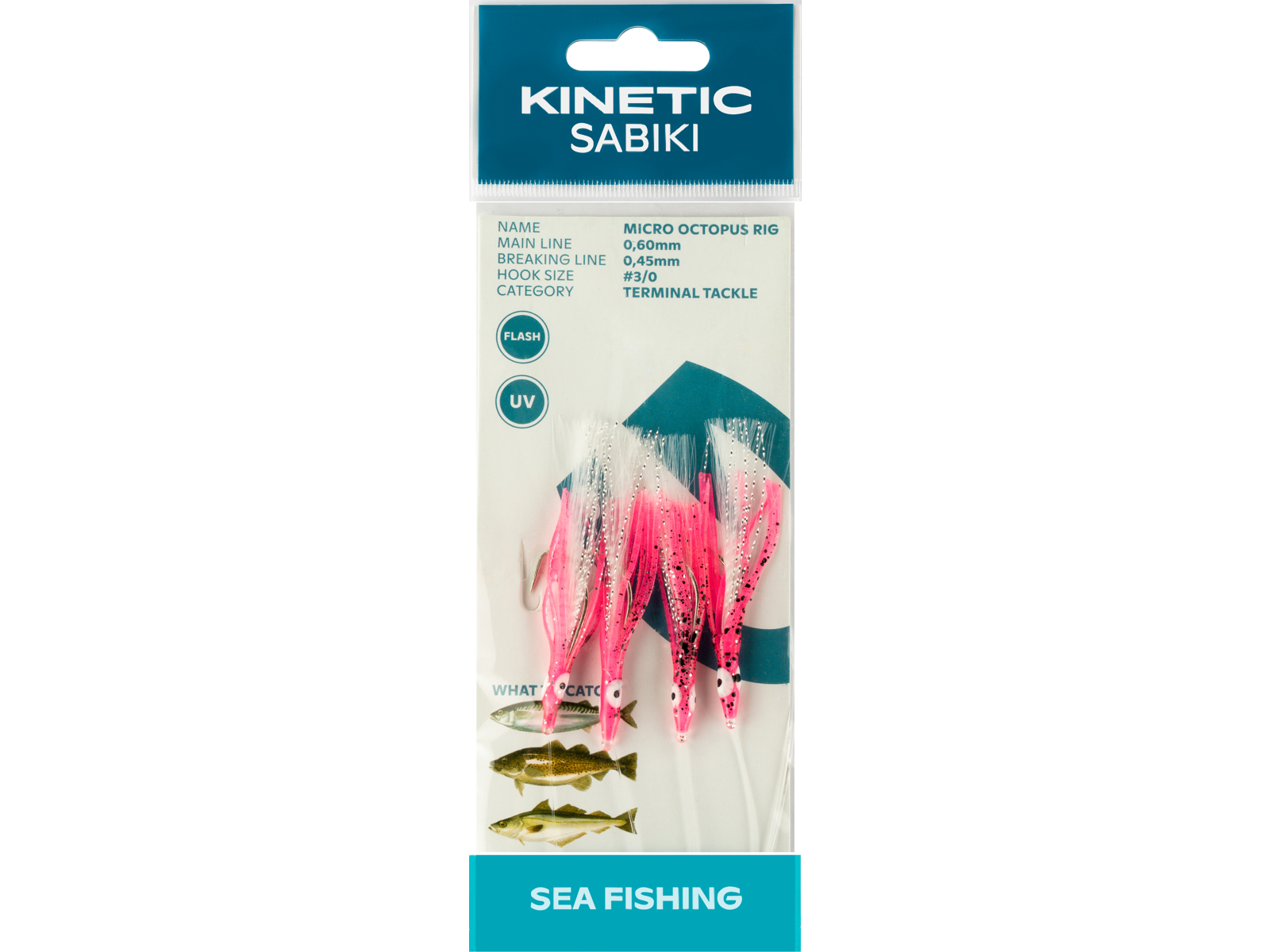 Kinetic Sabiki Micro Octopus Torsk Makrel Forfang      Pink Uv