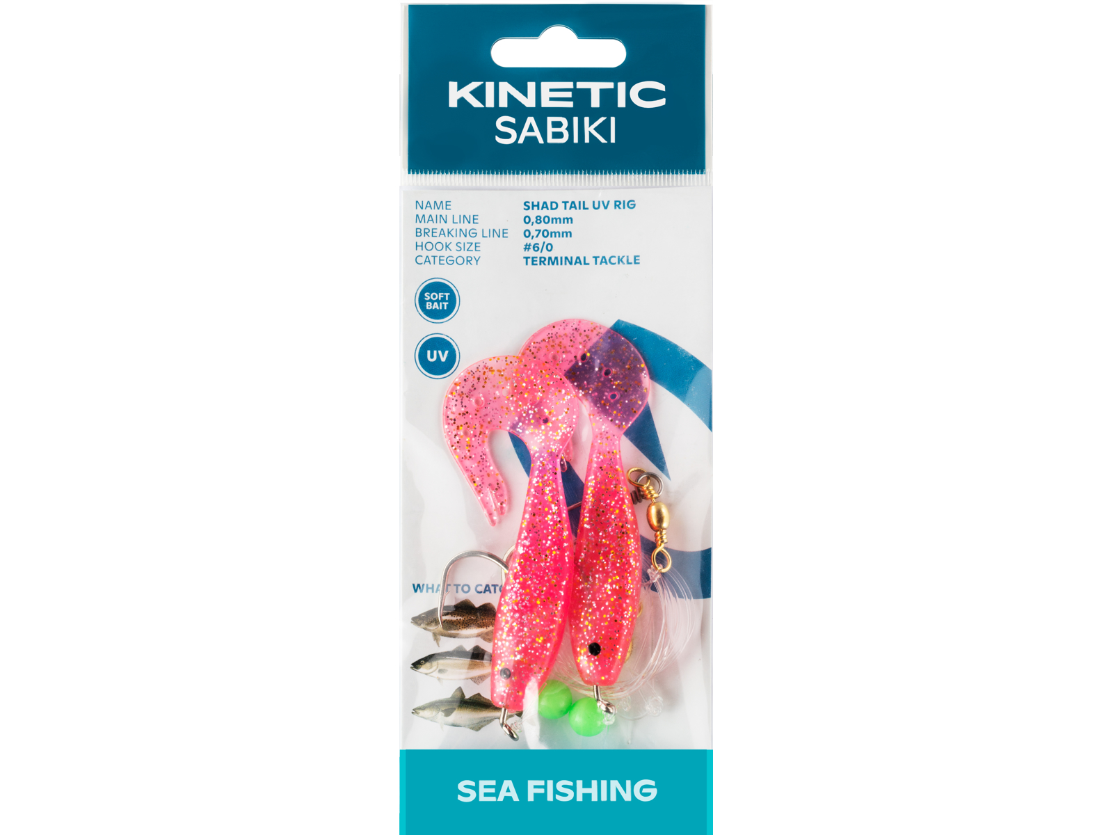 Kinetic Sabiki Shad Tail Torskeforfang      Pink Glitter