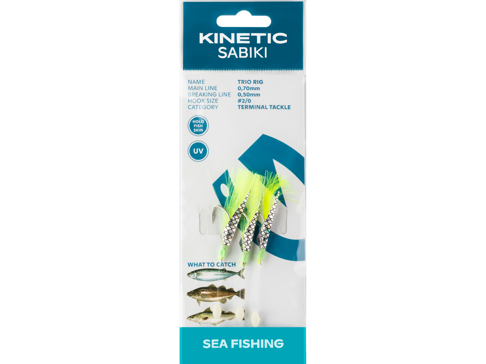 Kinetic Sabiki Trio Torsk Makrel Forfang      Chartreuse Uv
