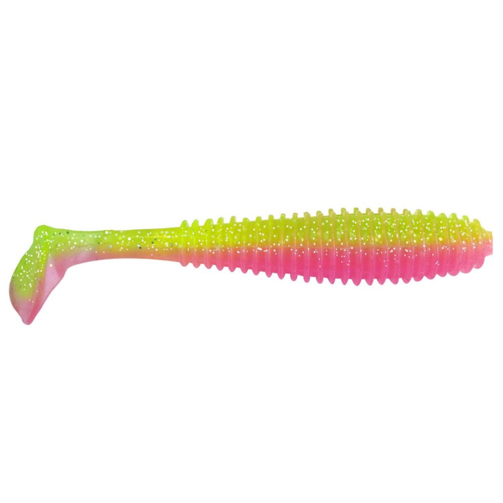 Angel Domäne Gummifisch Canyonizer 2stk 14 5cm 29gr Limen Green Glitter Pink Softbait