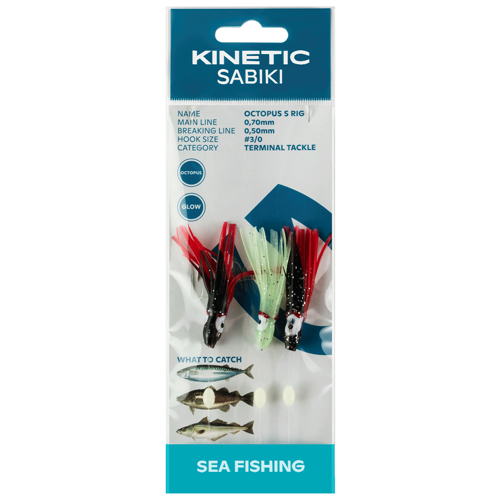 Kinetic Sabiki Octopus   Glow Red Black Torskeforfang