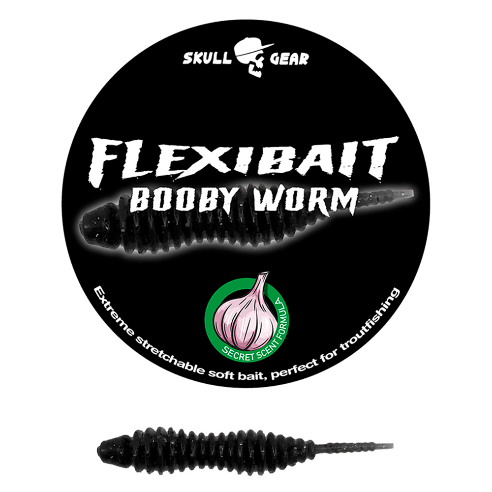 Skull Gear Flexibait Booby Worm Garlic Black Flexibait
