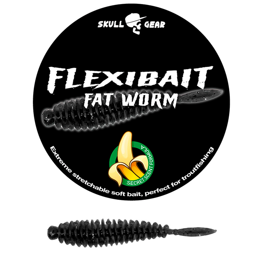 Skull Gear Flexibait Fat Worm Banana Black Gummidyr