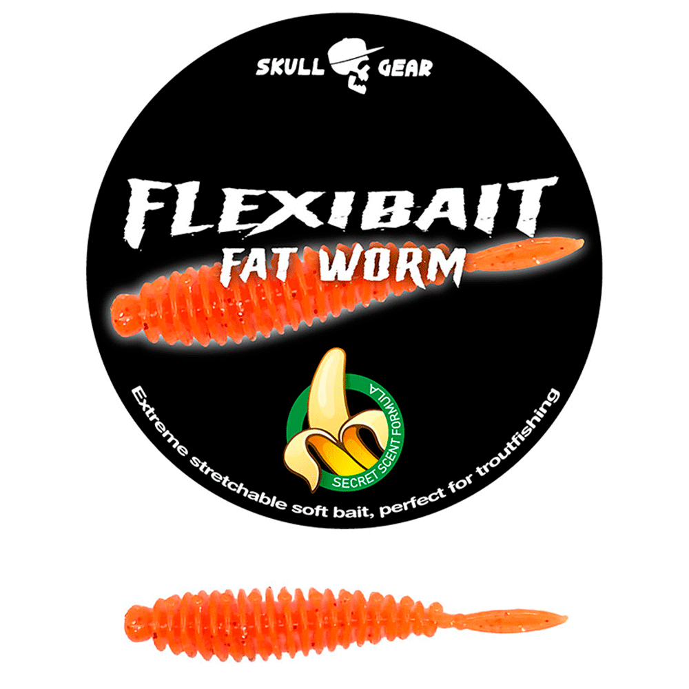 Skull Gear Flexibait Fat Worm Banana Orange Gummidyr