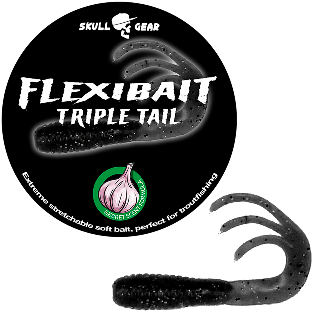 Skull Gear Flexibait Triple Tail Garlic Black Gummidyr