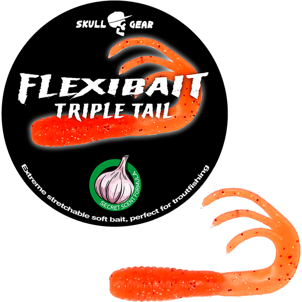 Skull Gear Flexibait Triple Tail Garlic Orange Gummidyr