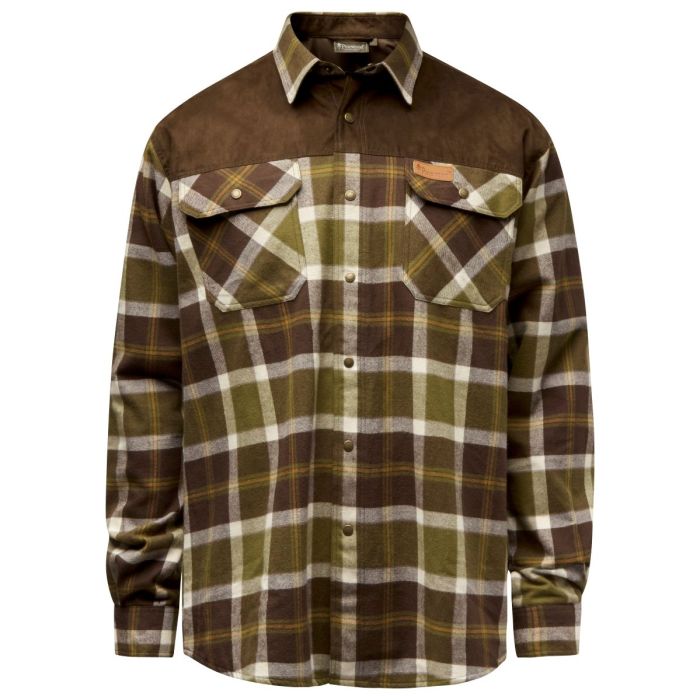 Pinewood Douglas Skjorte Olivegreen Cr White