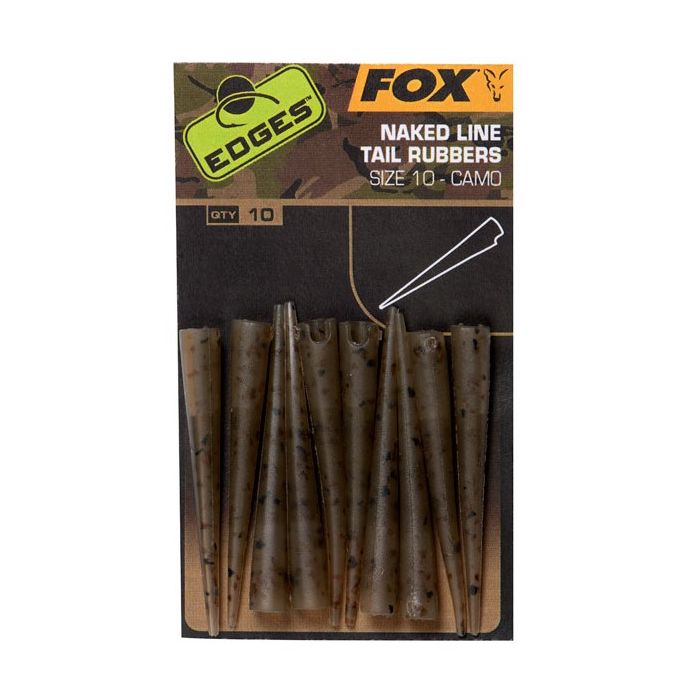Fox Edges Naked Line Tail Rubbers Size 10 Camo