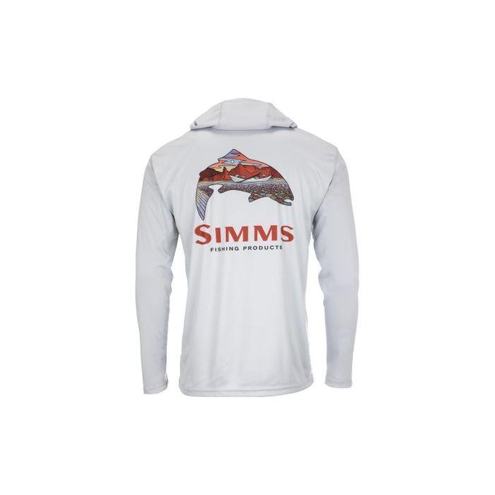 Simms Tech Hoody Artist Series Trout Logo Flame Sterling