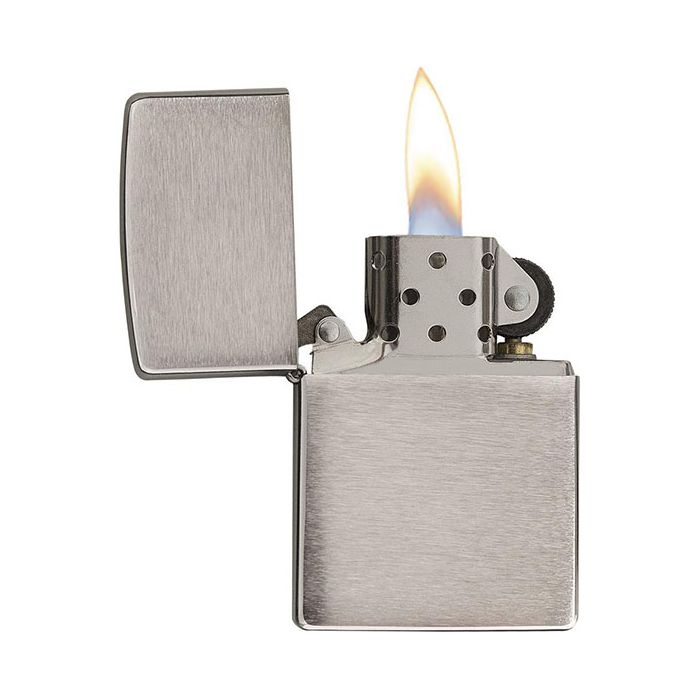 Zippo Lighter Regular Brush Fin Chrome 200