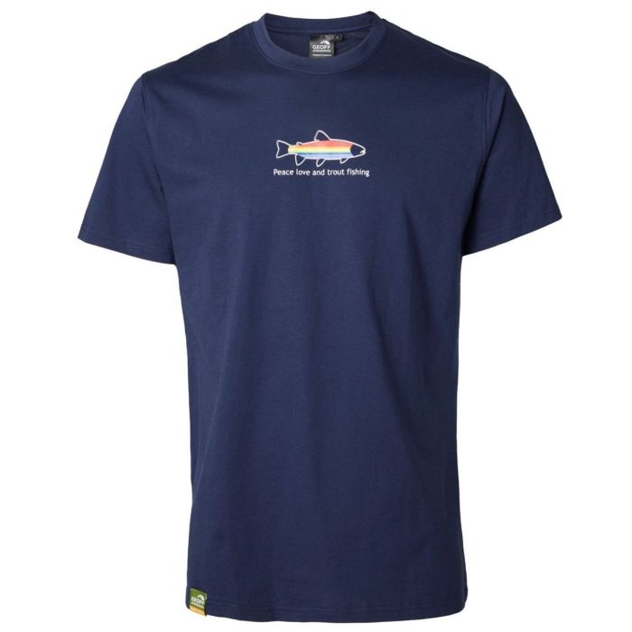 Geoff Anderson Organic Tee Peace Trout Navy
