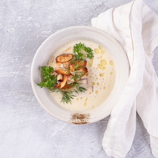 Jordskokkesuppe Med Kammuslinger Og æble    Personer